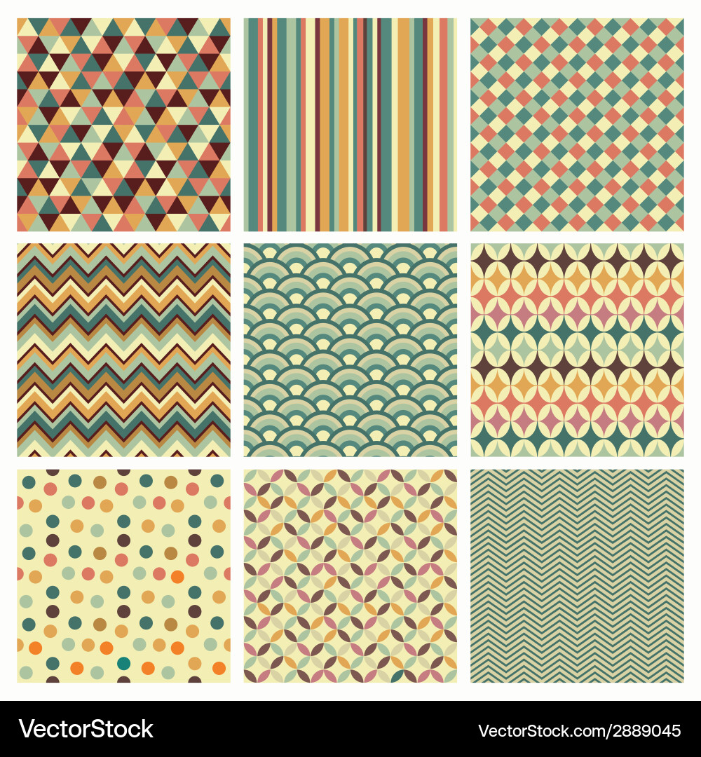 Retro Geometric Patterns Set vector image