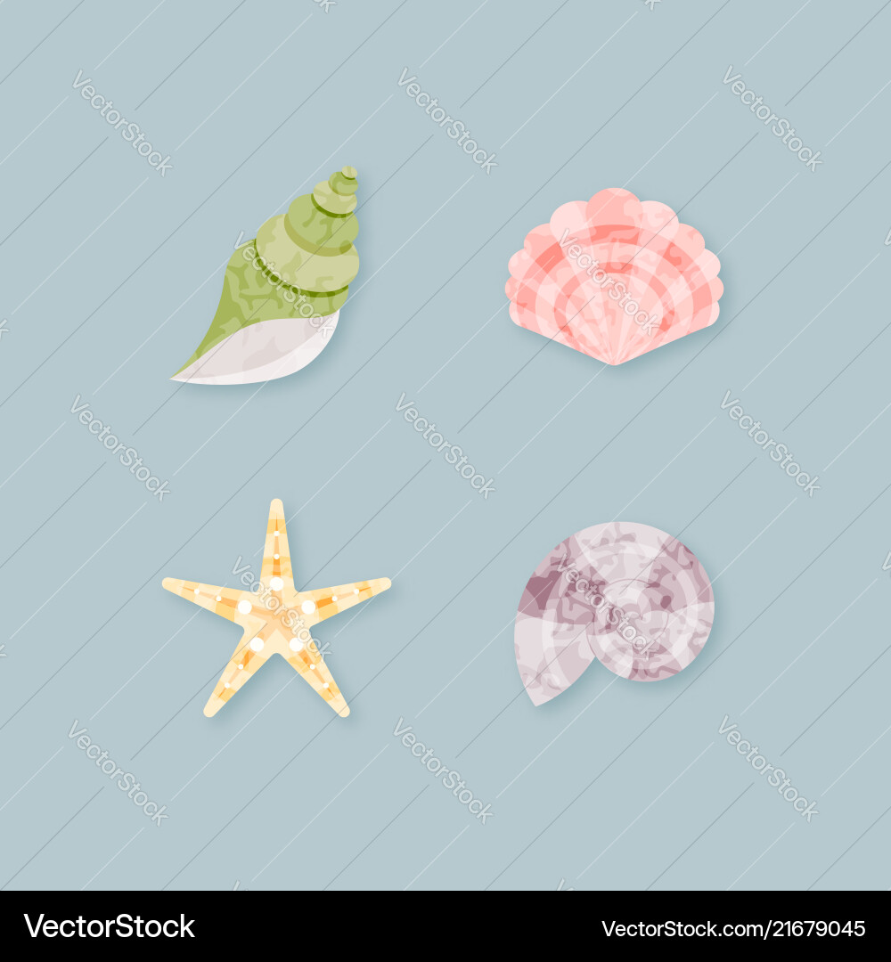 Seashells set Royalty Free Vector Image - VectorStock