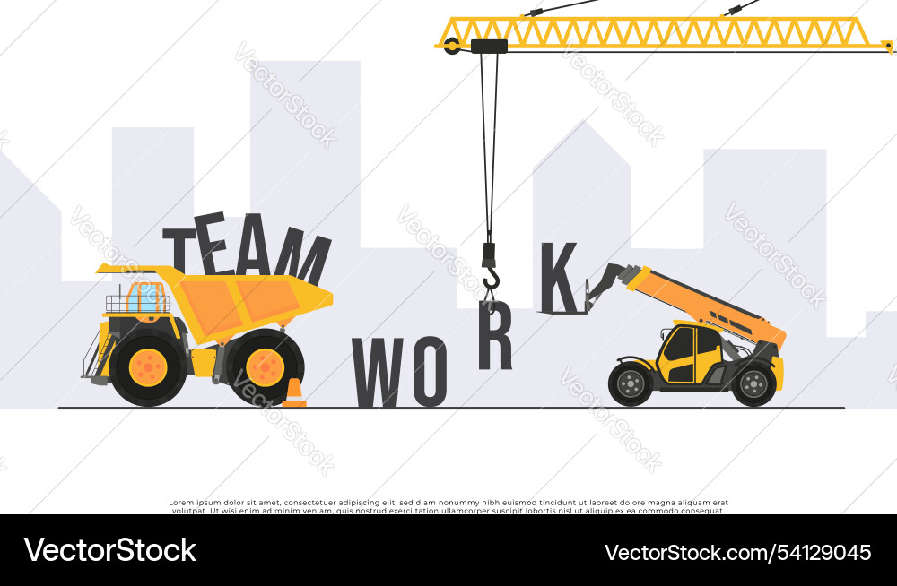 Team work build banner web or printing create Team work build banner web or printing create vector image