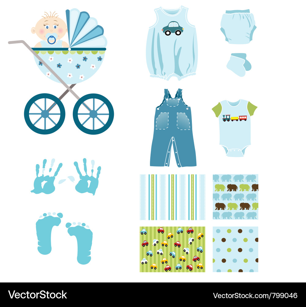 Baby boy elements Royalty Free Vector Image - VectorStock