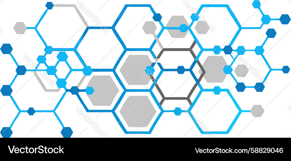 Blue hexagonal grid abstract connected nodes Vector Image