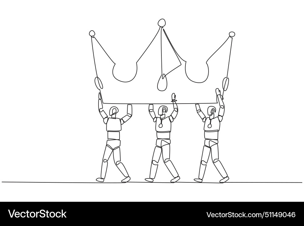 Continuous one line drawing group of robots work Continuous one line drawing group of robots work vector image
