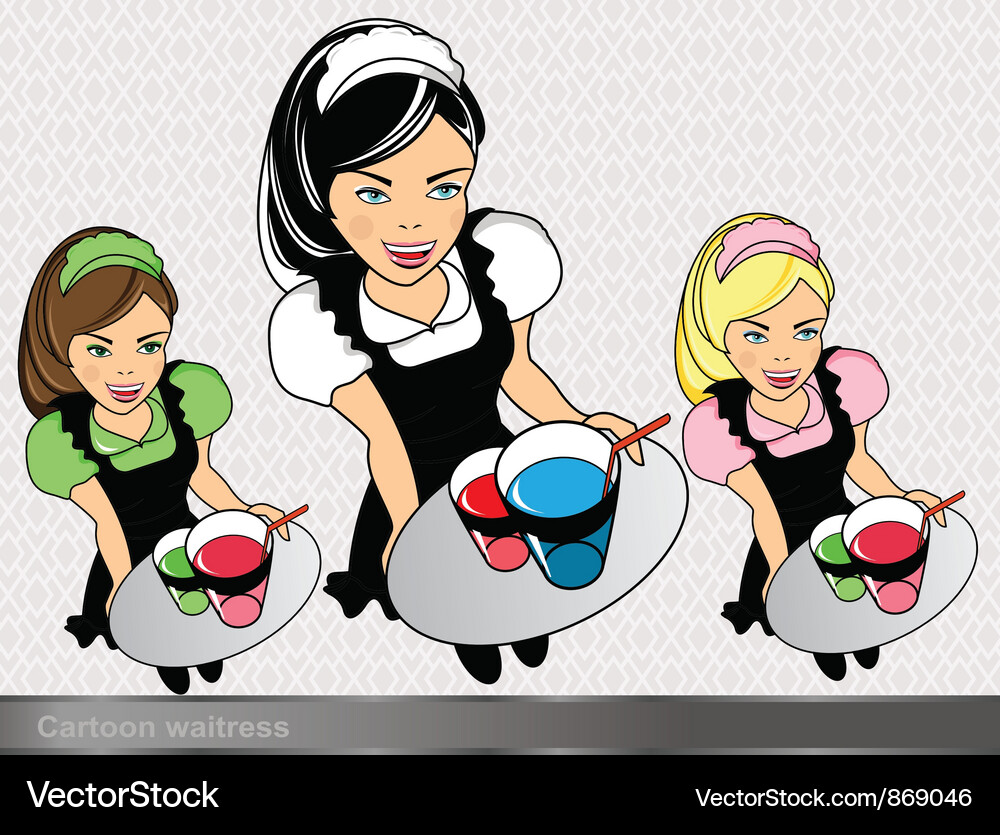 Elegant Waitress Set Vector Image