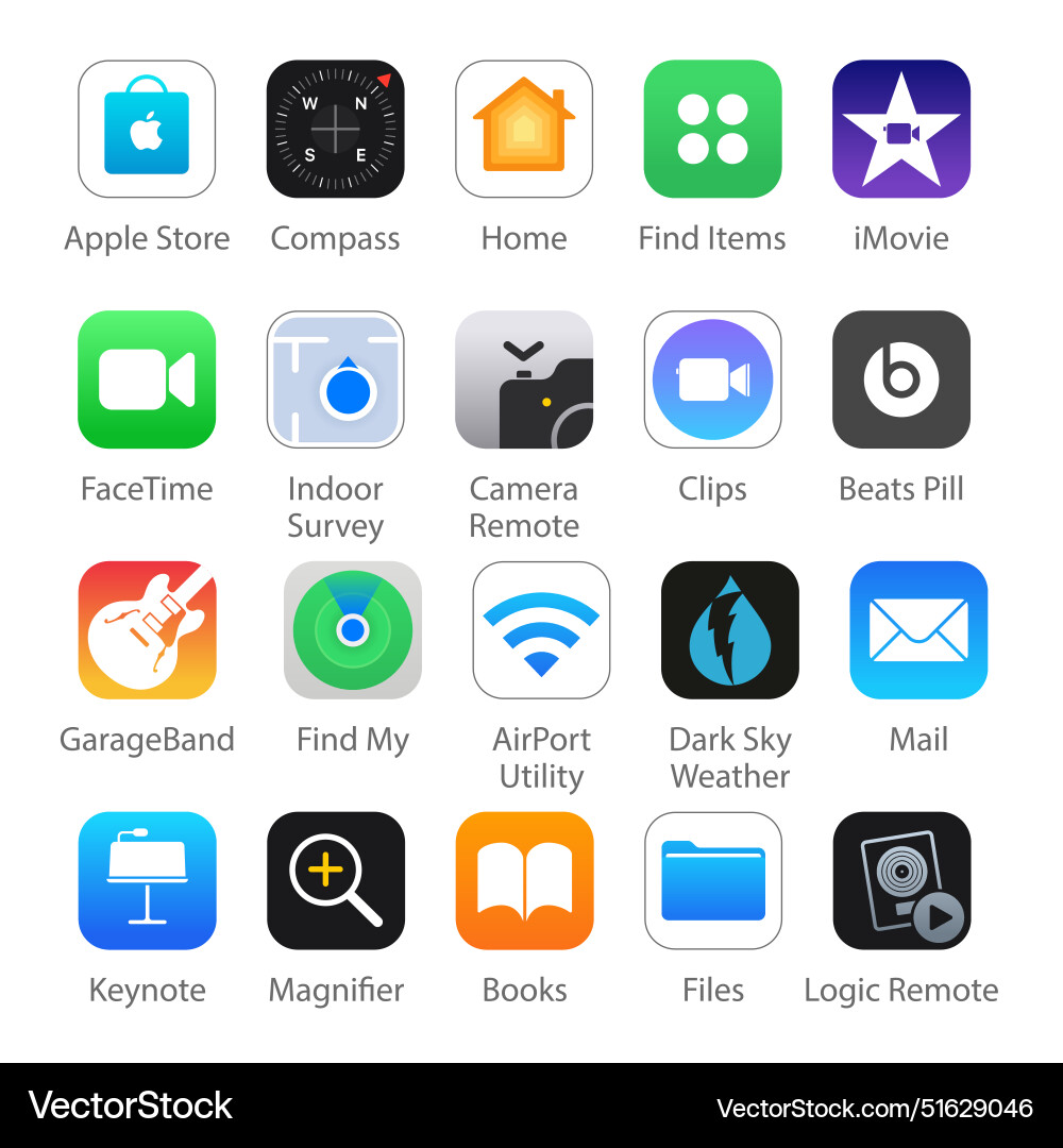 IOS App Icons - Apple Store Collection vector image
