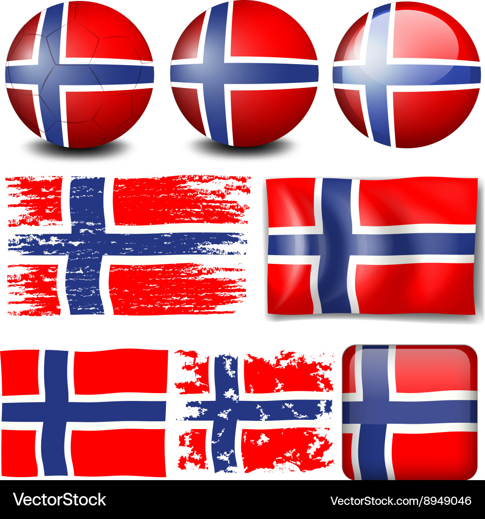Norway flag on different objects vector image