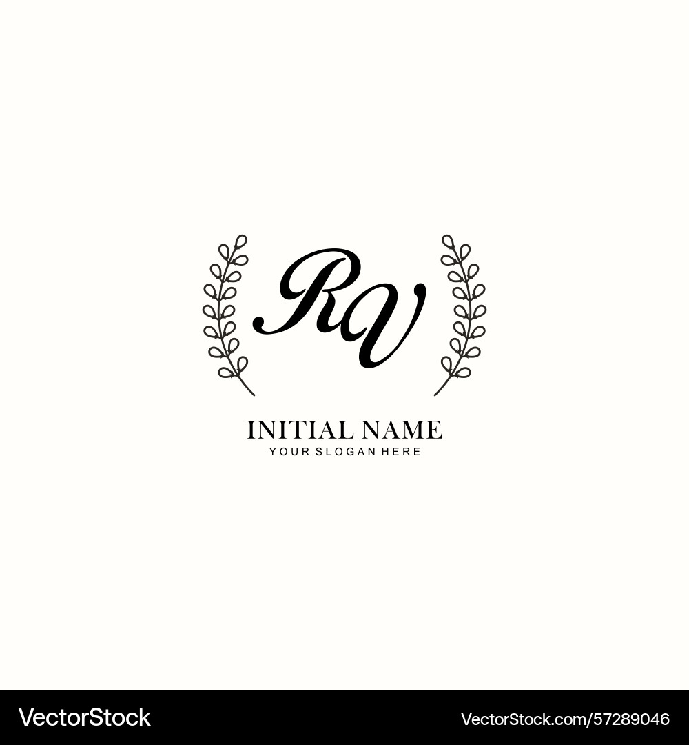 Rv initial logo templates with botanical elements Vector Image