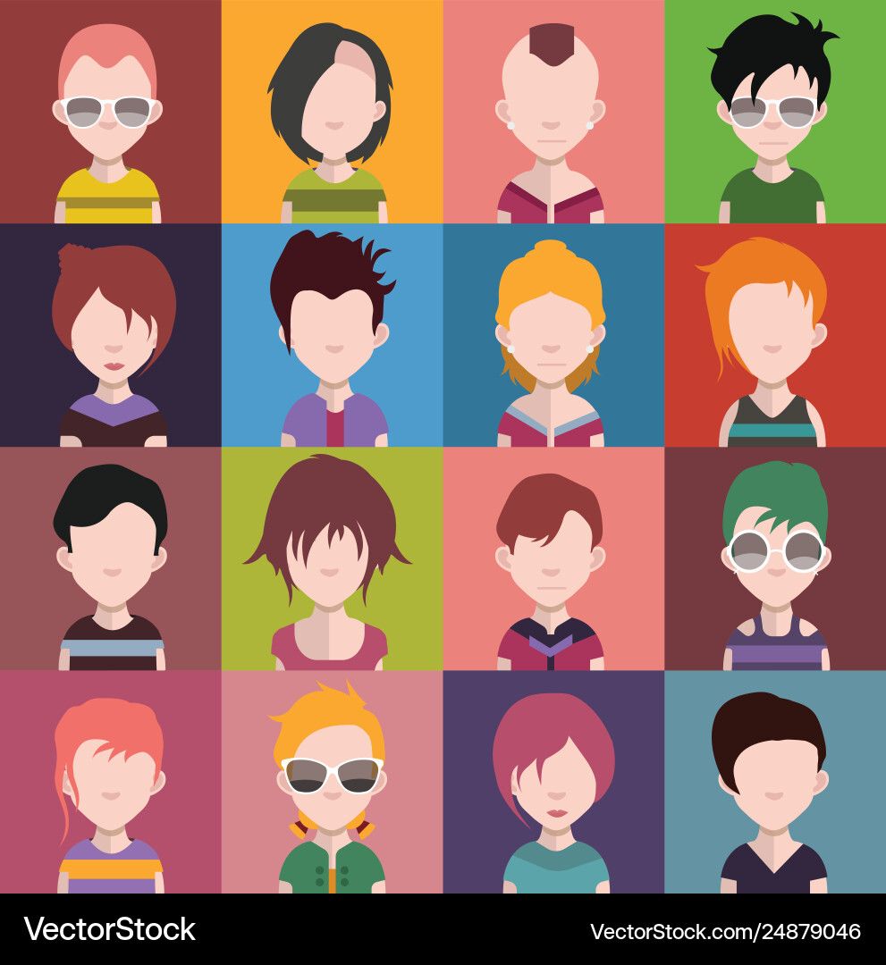 Set colorful avatars characters Vector Image