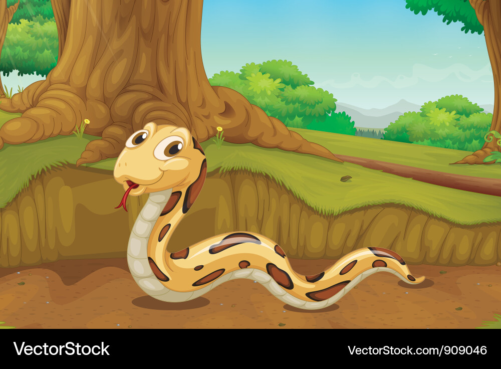 Snake in a Forest Setting Vector Image