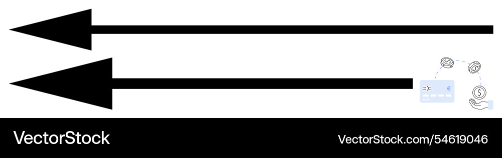 Two parallel black arrows pointing left Vector Image