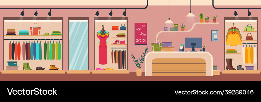 Women clothes store fashion boutique interior vector image