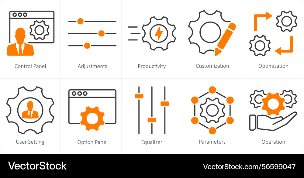 A set of 10 settings and configuration icons Vector Image
