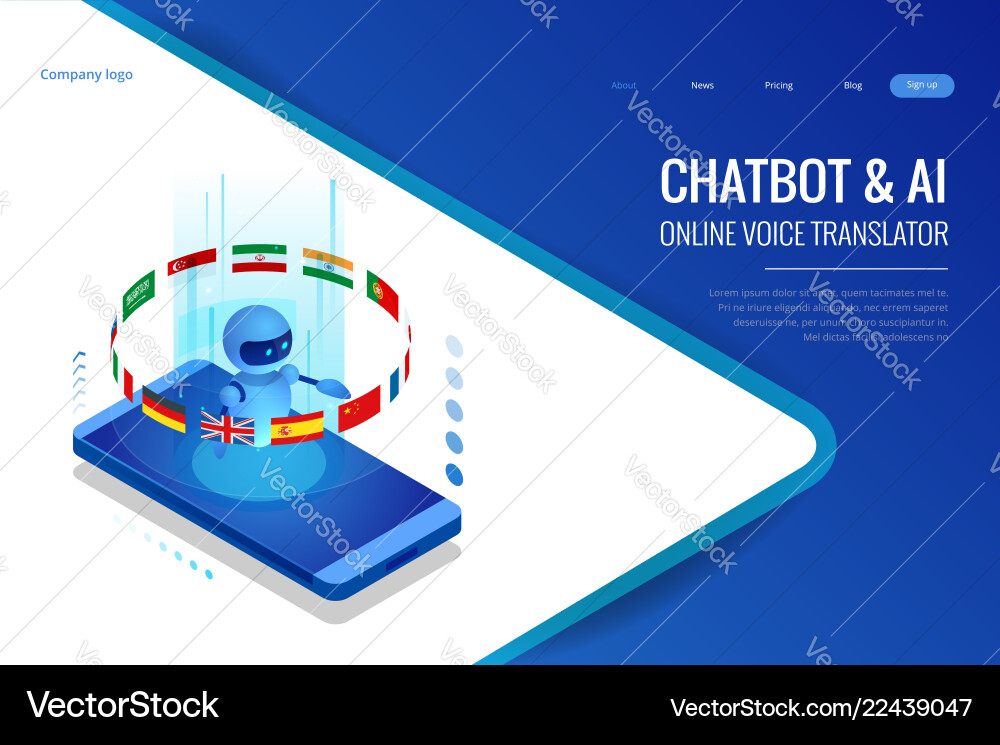 AI Language Learning Bot - Isometric vector image