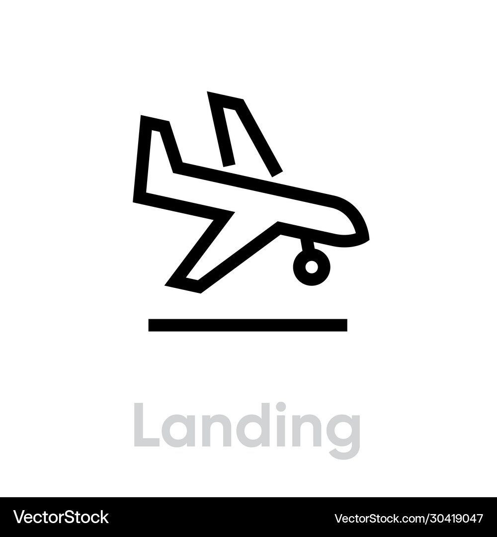 Airplane Landing Icon - Editable Line – Royalty-Free Vector | VectorStock, image size:1000x1080