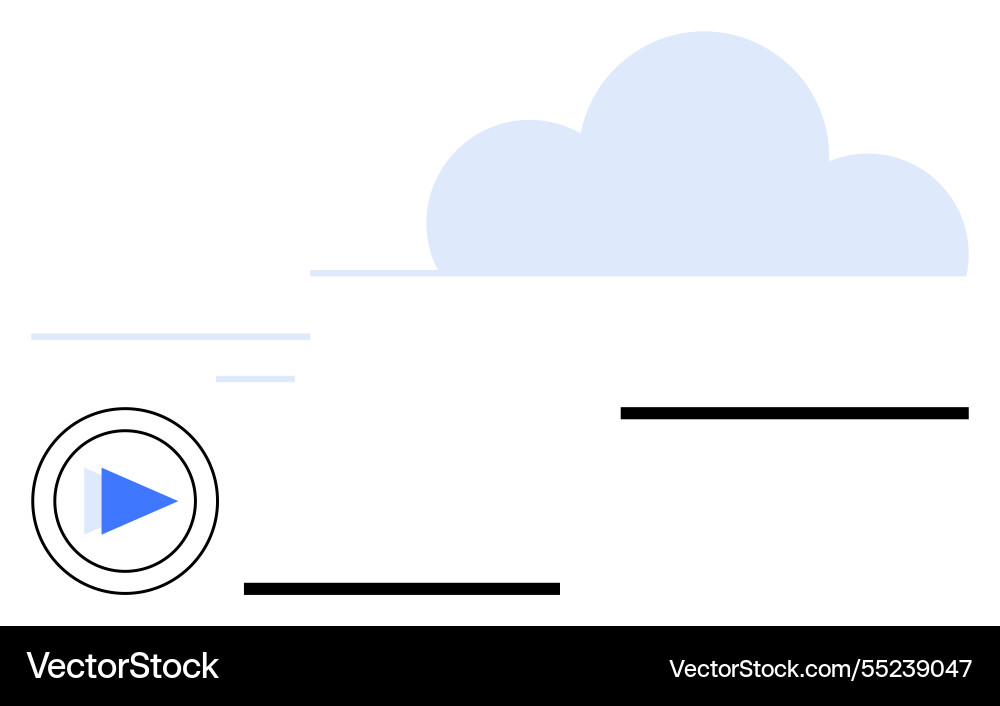 Animation play button with cloud and minimalist Animation play button with cloud and minimalist vector image