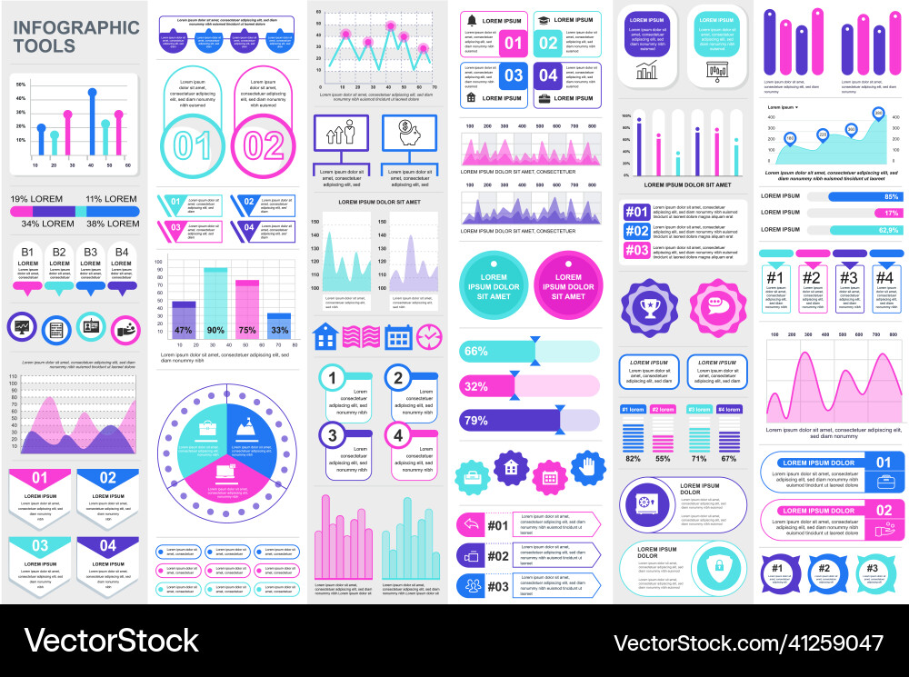 Bundle infographic elements data visualization Vector Image