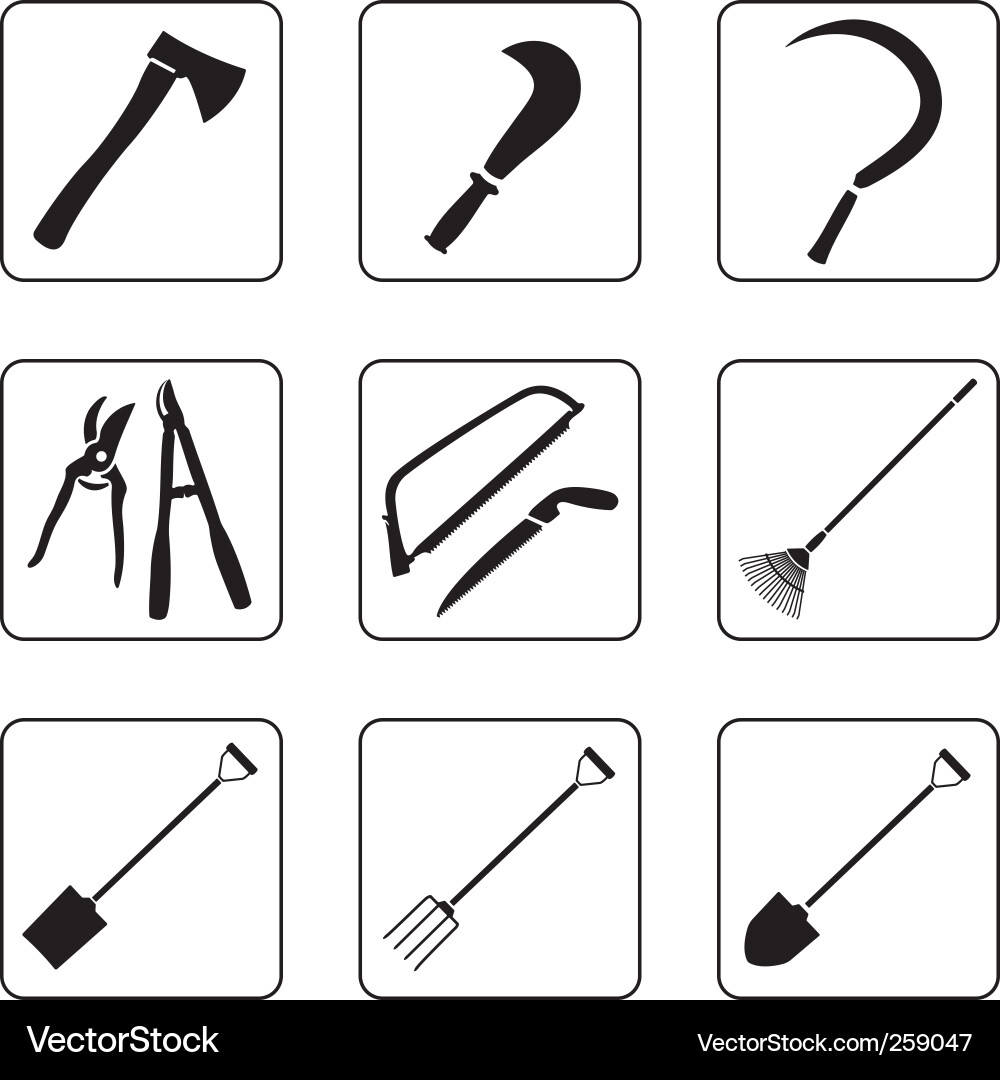 Gardening Tools Silhouette Grid vector image