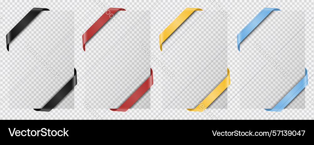 Realistic diagonal ribbon elements placed over vector image