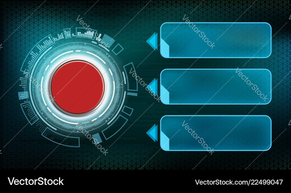 Red futuristic switch button with frame Vector Image