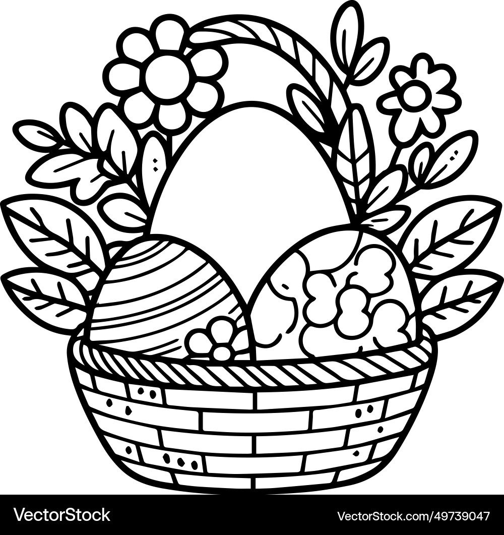 Simple easter egg clipart black and white flowers Simple easter egg clipart black and white flowers vector image
