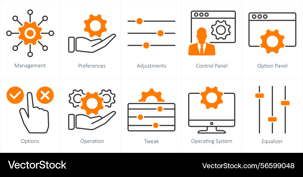 A set of 10 settings and configuration icons vector image