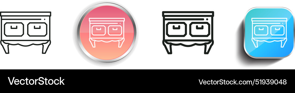 Cabinet icon thin linear regular and button style vector image