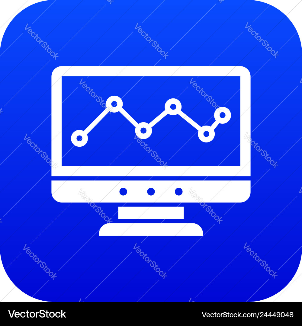 Graph in computer screen icon digital blue Graph in computer screen icon digital blue Vector Image