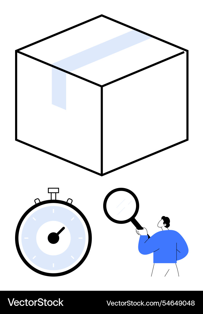 Package with timer and person analyzing using Package with timer and person analyzing using vector image