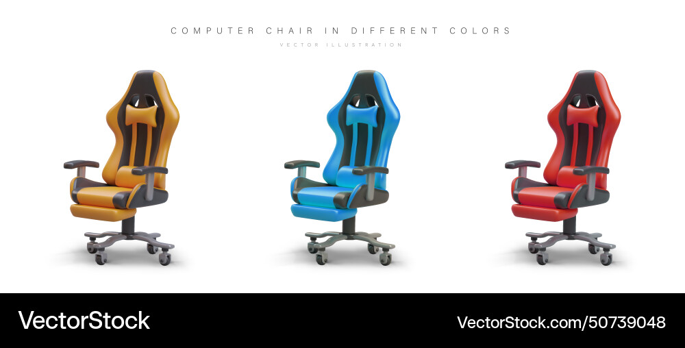 Set of realistic computer chairs different Vector Image