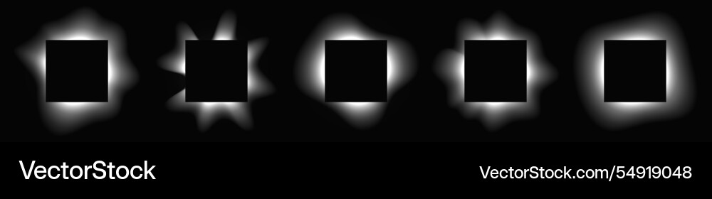 Set of square illuminate light frames Set of square illuminate light frames vector image