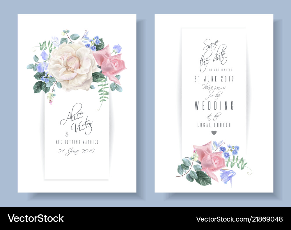 Vintage Floral Wedding Cards vector image