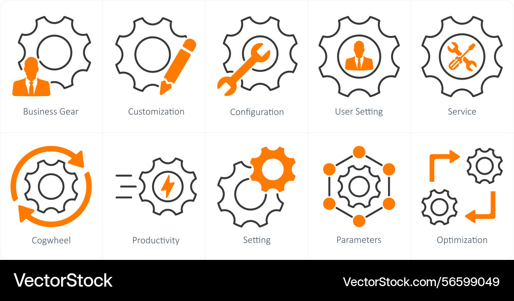 A set of 10 settings and configuration icons Vector Image