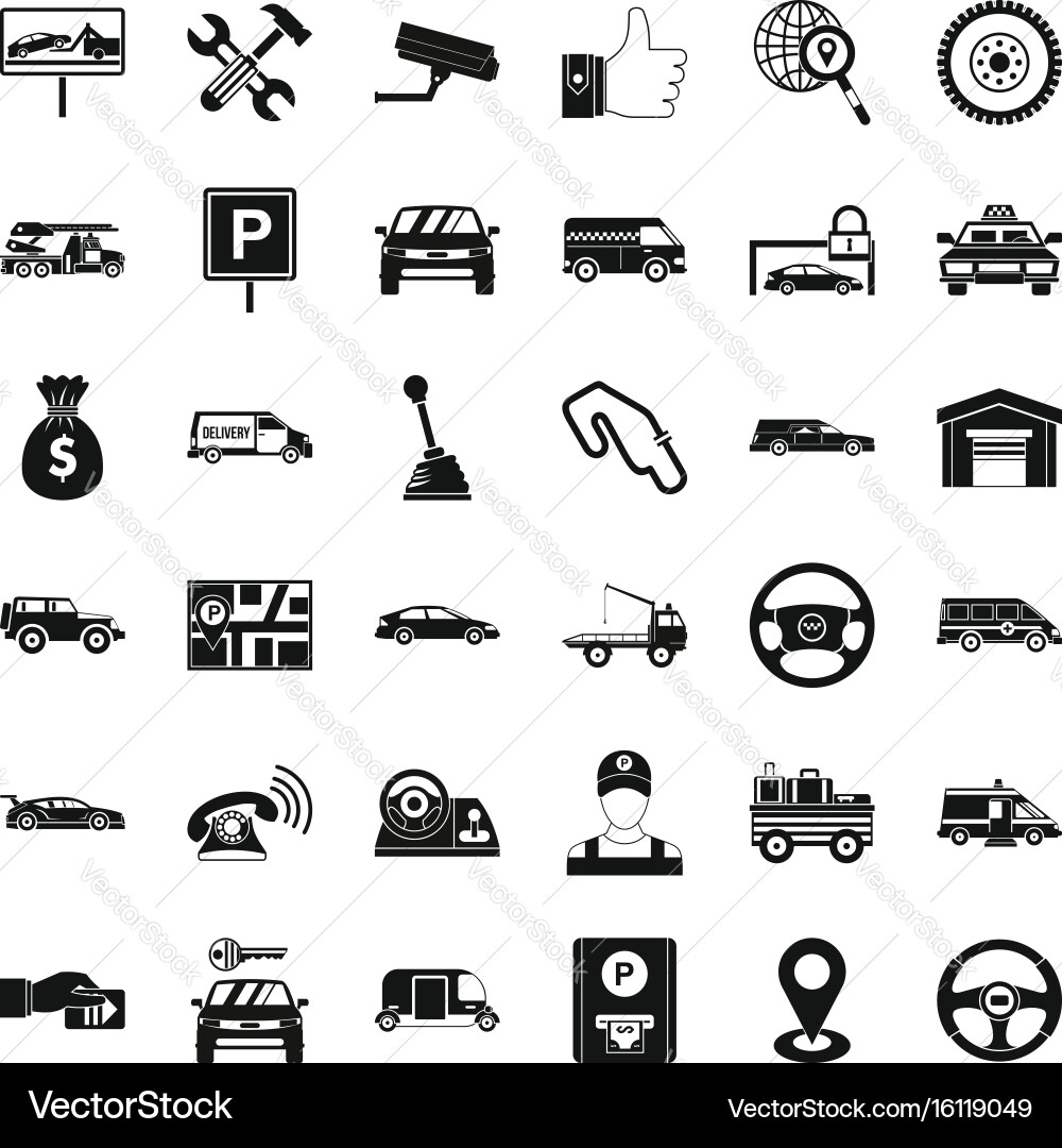 Automobile icons set simple style Vector Image