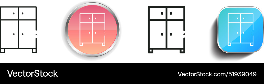 Cabinet icon thin linear regular and button style Cabinet icon thin linear regular and button style vector image