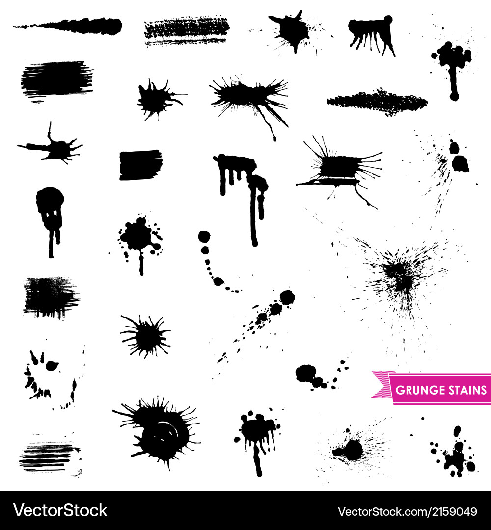 Grunge Ink Stain Elements Vector Image