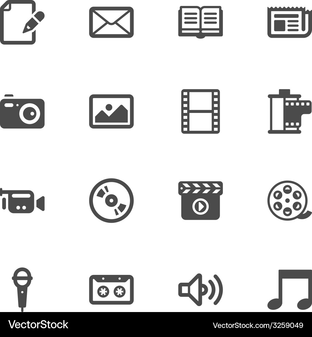 Media Icon Set Vector Image