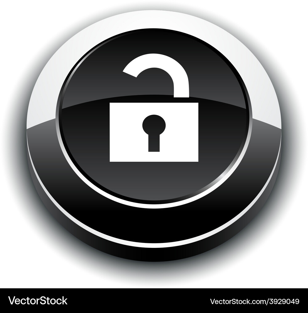 Padlock 3d round button Vector Image