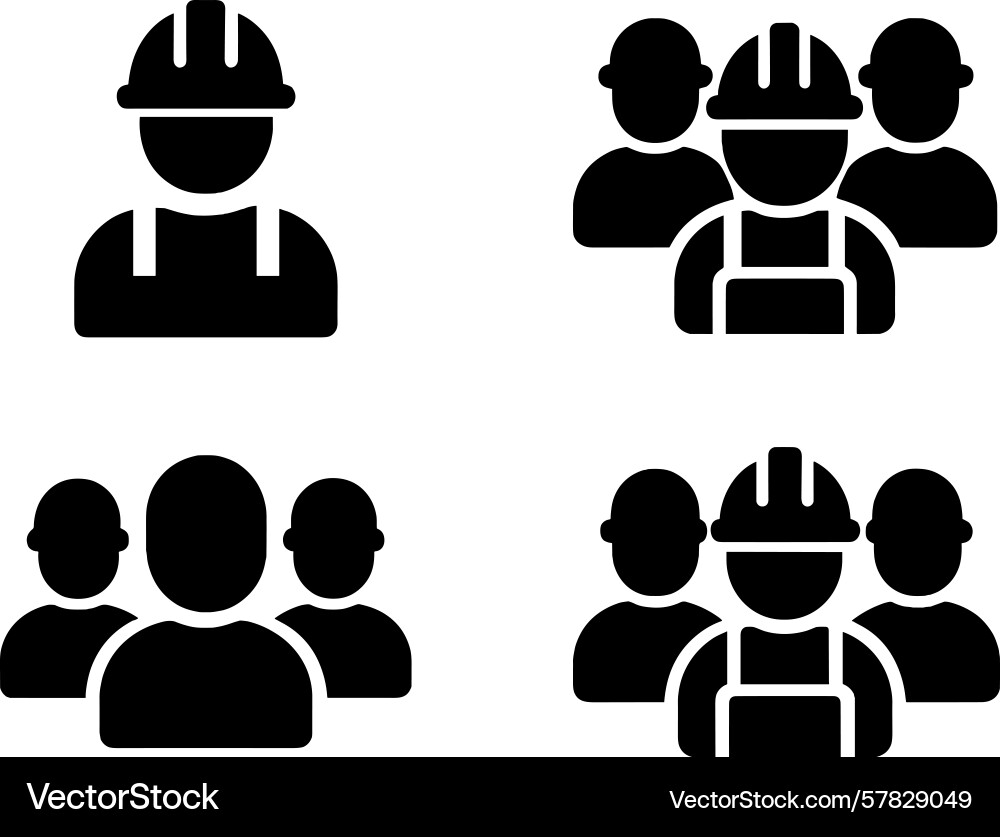 Set of web icons representing construction workers Vector Image