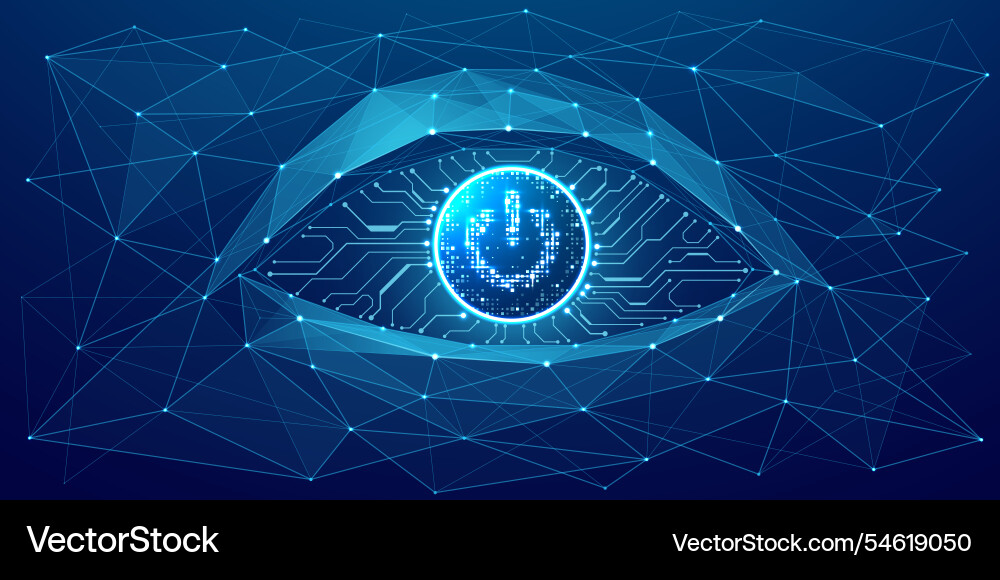 Abstract Technology Eye with Power Button vector image