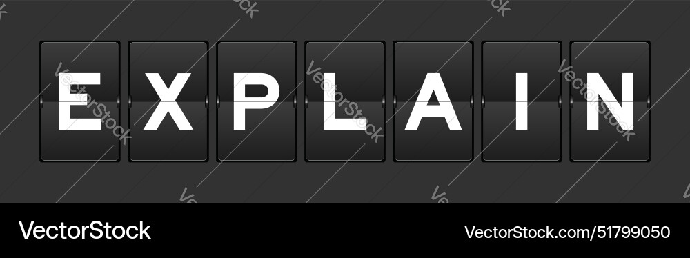 Black color analog flip board with word explain Black color analog flip board with word explain vector image