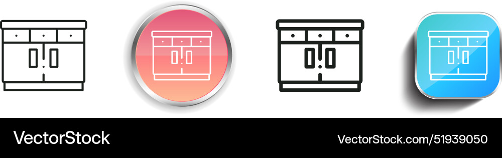 Cabinet icon thin linear regular and button style vector image