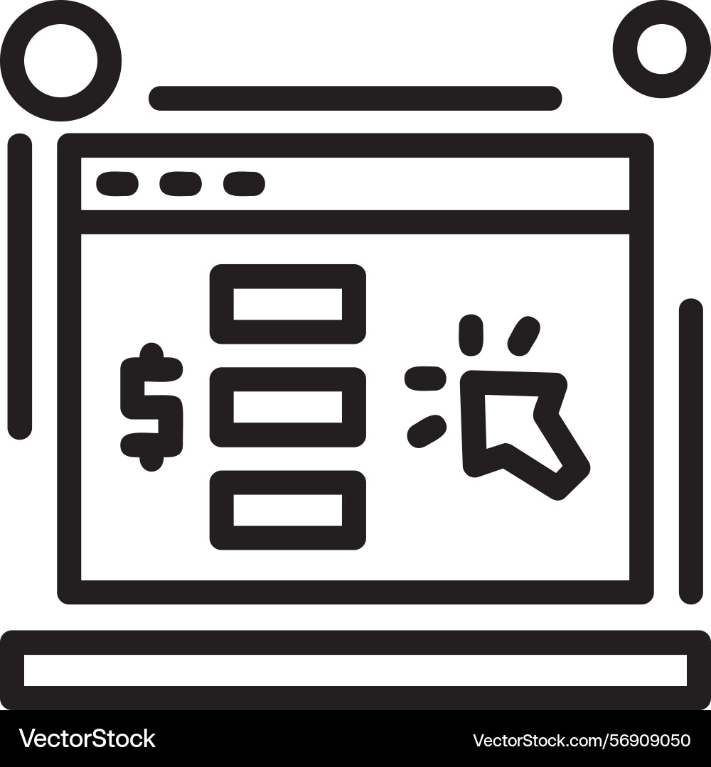 Cost per click linear style icon design Vector Image