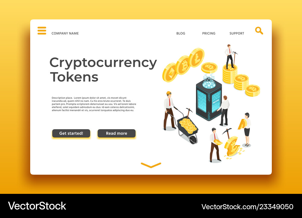 Cryptocurrency & Blockchain Landing Page vector image