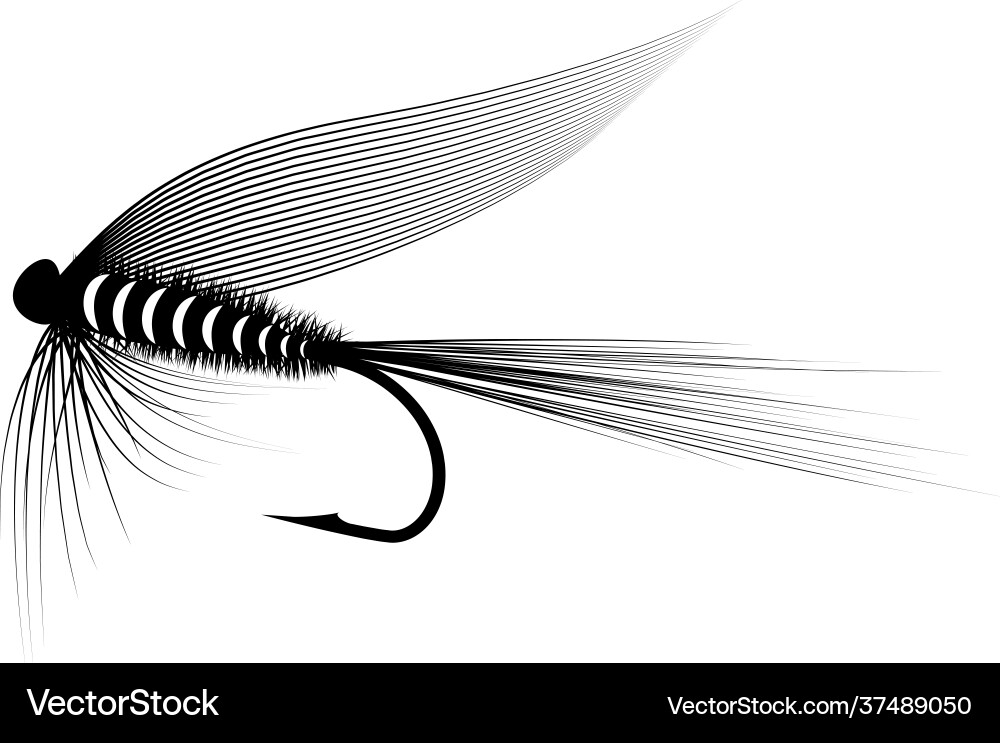 Dry Fly Fishing Silhouette Vector Image