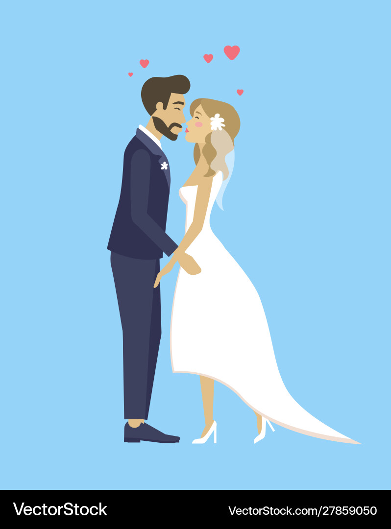 Happy bride and groom just married couple wedding Happy bride and groom just married couple wedding vector image