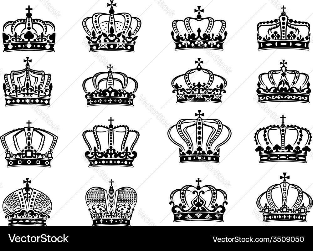 Ornate Crown Set - Königliche Symbole Vektorbild