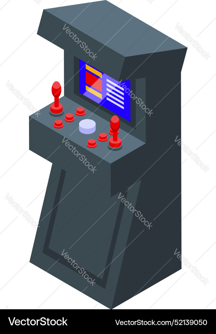 Retro arcade game machine displaying colorful Retro arcade game machine displaying colorful Vector Image