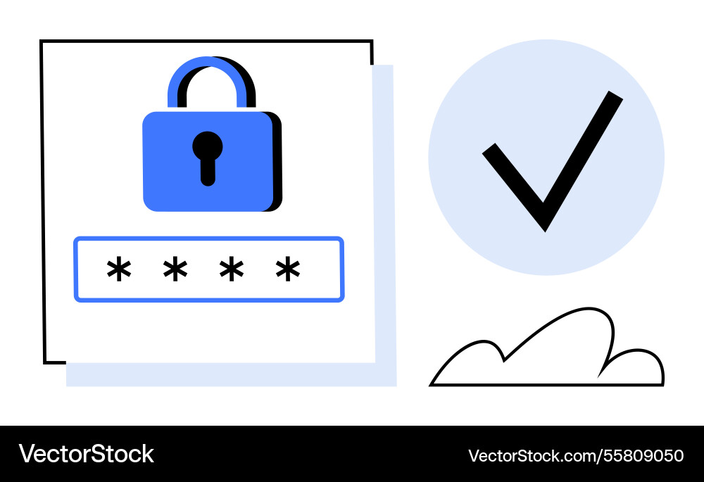 Secure login concept with lock password box vector image