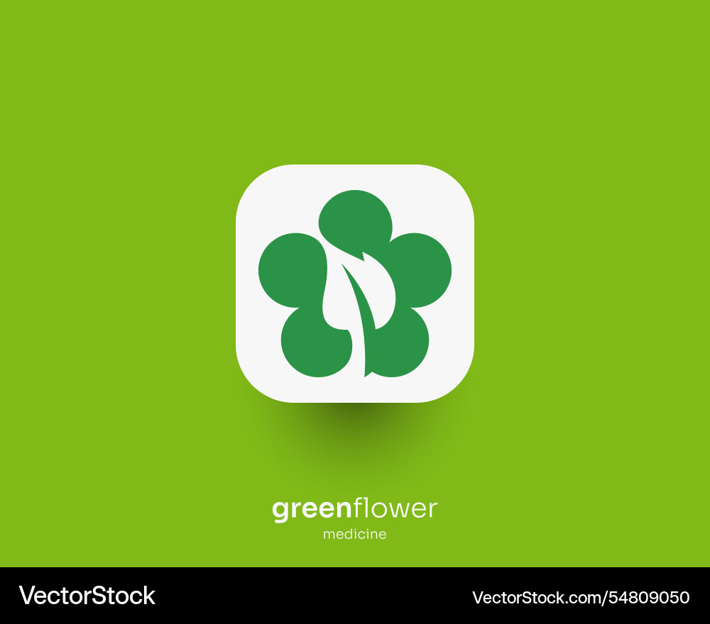 Simple green flower medicine logo Simple green flower medicine logo vector image