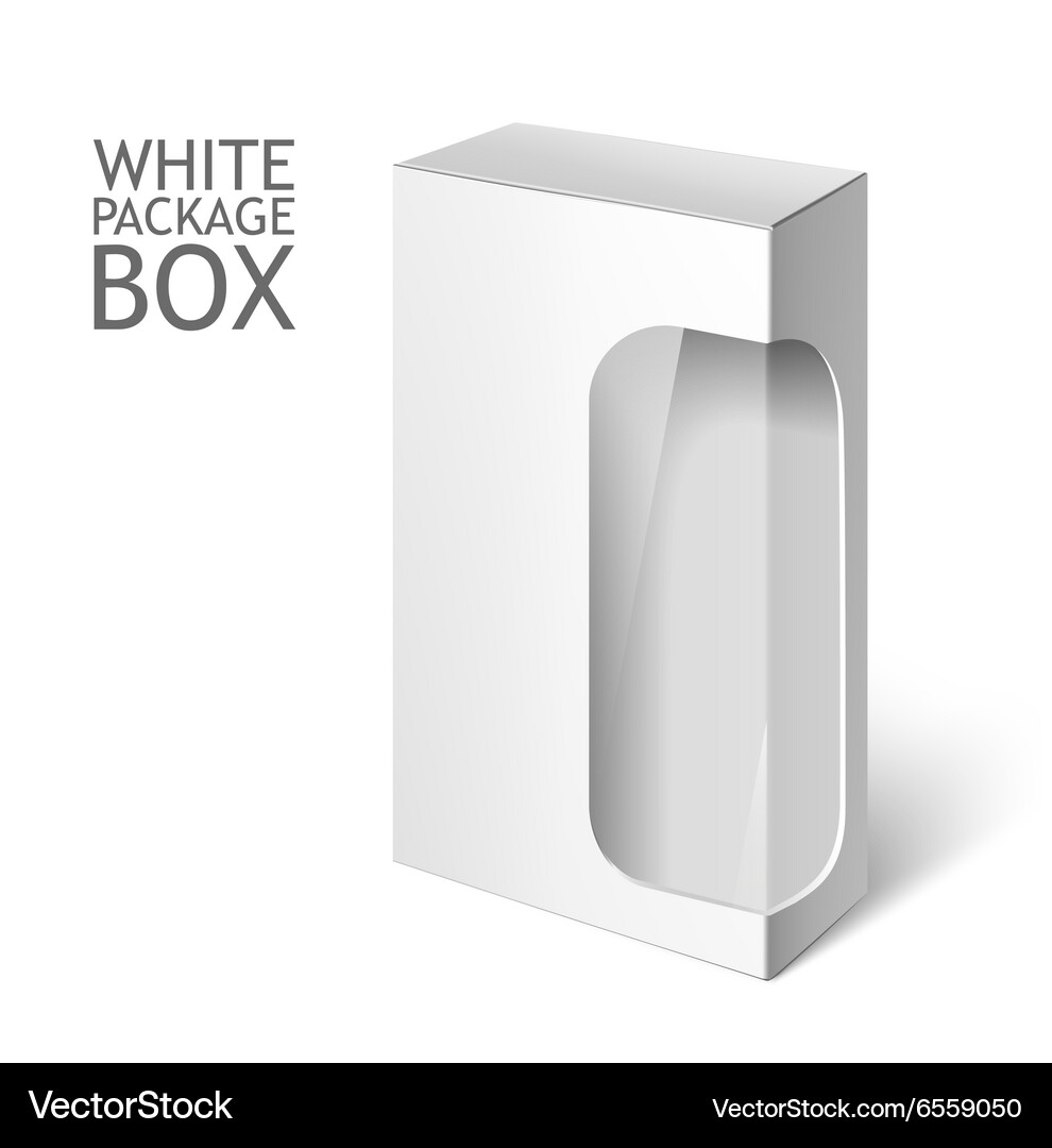 White Package Box Mockup with Window Vector Image