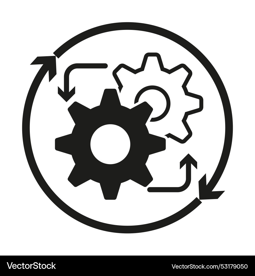 Workflow process icon gear operation cycle vector image